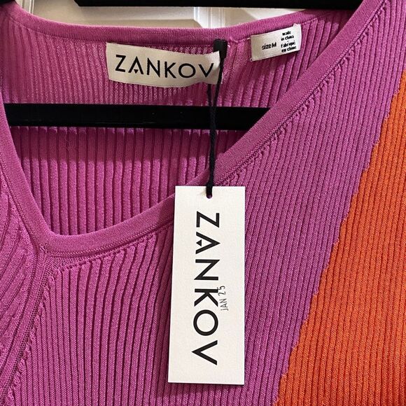 Colorblock Long Sleeve Dress in Pink and Orange - Picture 3 of 8